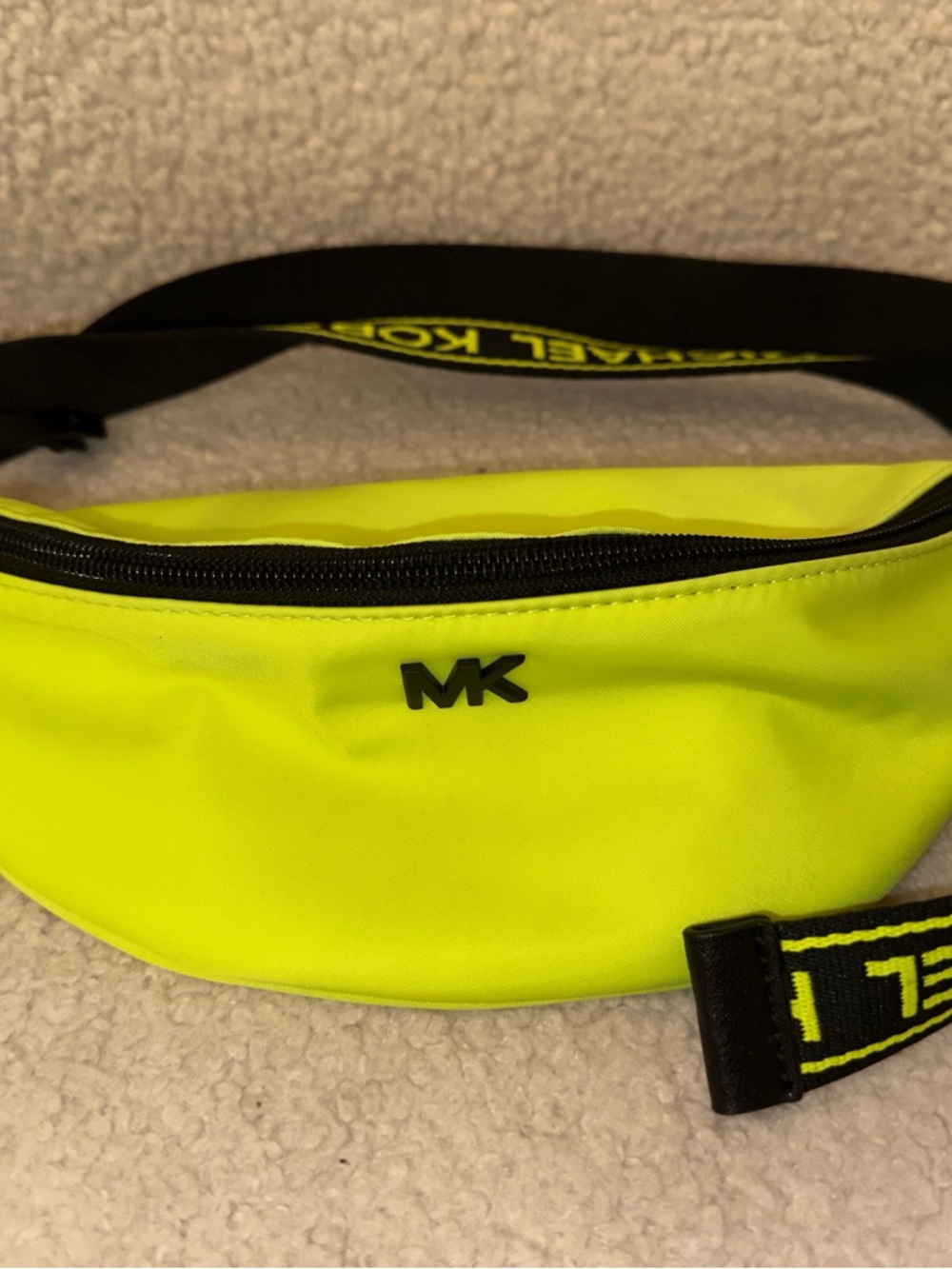 Michael Kors Neon Yellow and Black Logo Belt Bag